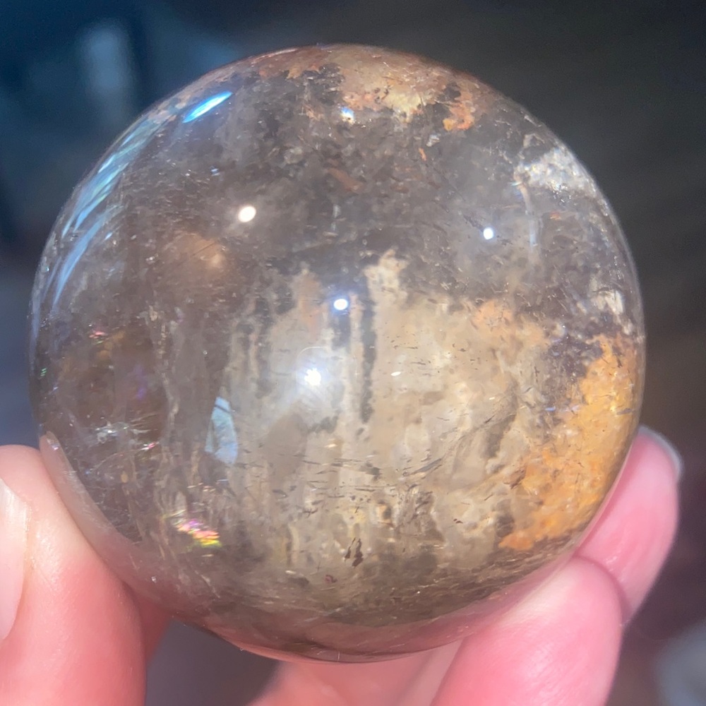 4 seasons garden quartz,enhydro,amethyst,mica,rainbow & rutile sphere